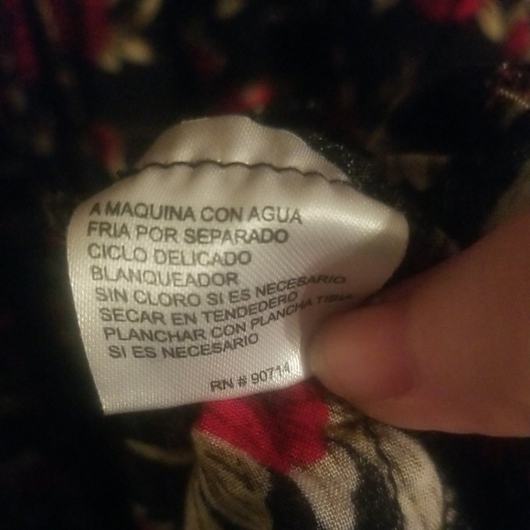 Msk Petite 14P Long Rose Floral Black Button Dress. - Picture 4 of 6